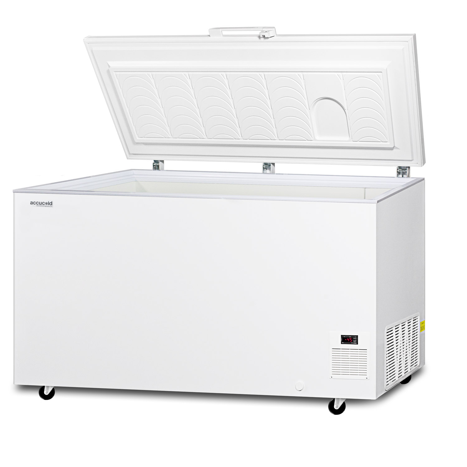Commercial -45 C capable chest freezer with digital thermostat and 15.5 cu.ft. capacity